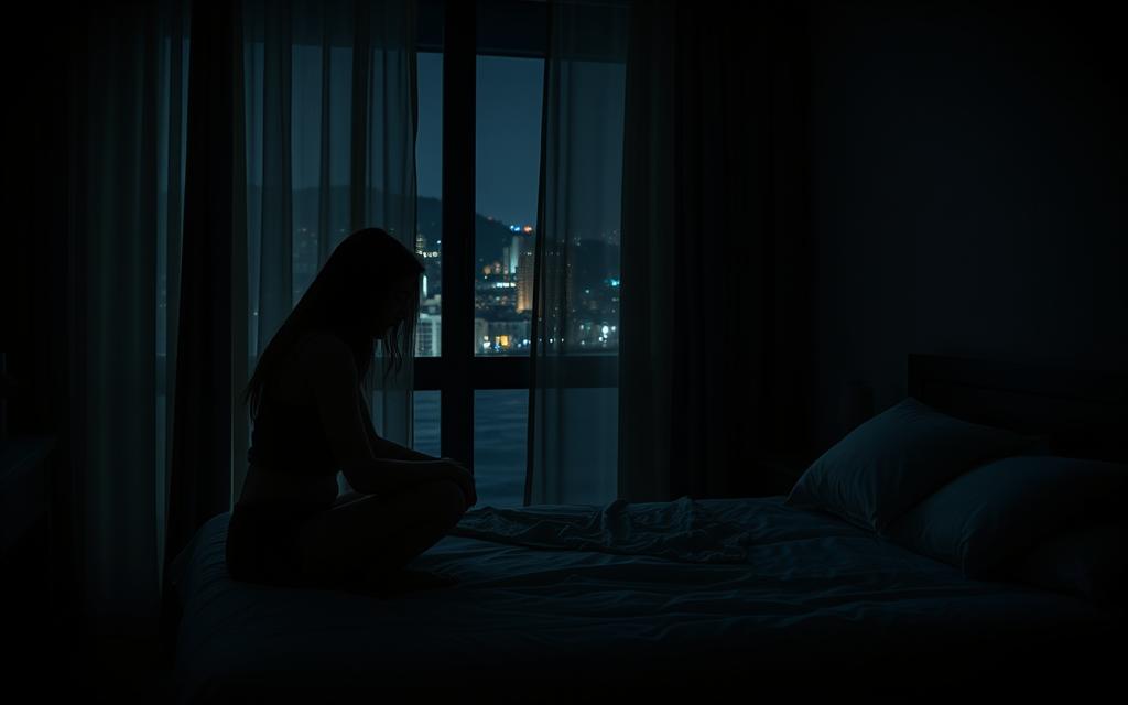 A dimly lit bedroom, the air thick with tension. In the foreground, a woman sits on the edge of the bed, her body language conveying a mix of anger, hurt, and vulnerability. Across from her, a man stands, his posture one of guilt and remorse. The lighting casts dramatic shadows, adding to the somber mood. Through the partially open curtains, a cityscape visible in the background, a metaphor for the fracturing of their once-vibrant relationship. The scene evokes the complex emotions of confronting infidelity, the fragility of trust, and the struggle to find a path forward. A dimly lit bedroom, the air thick with tension. In the foreground, a woman sits on the edge of the bed, her body language conveying a mix of anger, hurt, and vulnerability. Across from her, a man stands, his posture one of guilt and remorse. The lighting casts dramatic shadows, adding to the somber mood. Through the partially open curtains, a cityscape visible in the background, a metaphor for the fracturing of their once-vibrant relationship. The scene evokes the complex emotions of confronting infidelity, the fragility of trust, and the struggle to find a path forward.