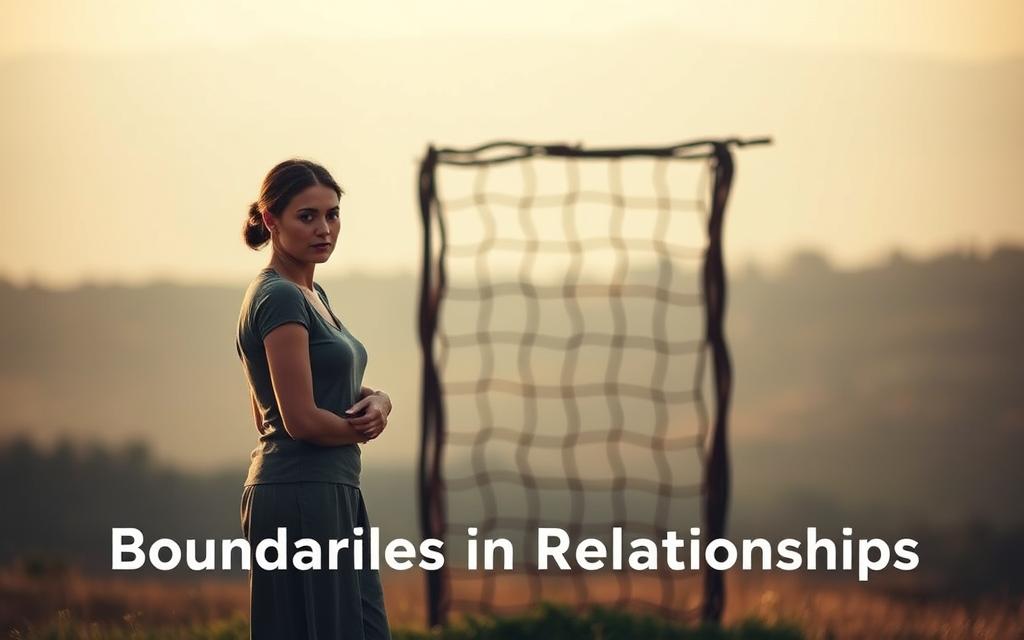 A serene, contemplative scene depicting the boundaries in relationships. In the foreground, a couple standing together, their bodies gently touching but with a clear personal space between them, their expressions pensive. In the middle ground, a trellis or lattice structure, representing the frameworks and boundaries that define relationships. The background is a soft, blurred landscape, evoking a sense of tranquility and introspection. The lighting is warm and diffused, creating a calm, intimate atmosphere. The overall composition emphasizes the delicate balance between connection and independence, the need for both closeness and personal space in healthy relationships. A serene, contemplative scene depicting the boundaries in relationships. In the foreground, a couple standing together, their bodies gently touching but with a clear personal space between them, their expressions pensive. In the middle ground, a trellis or lattice structure, representing the frameworks and boundaries that define relationships. The background is a soft, blurred landscape, evoking a sense of tranquility and introspection. The lighting is warm and diffused, creating a calm, intimate atmosphere. The overall composition emphasizes the delicate balance between connection and independence, the need for both closeness and personal space in healthy relationships.