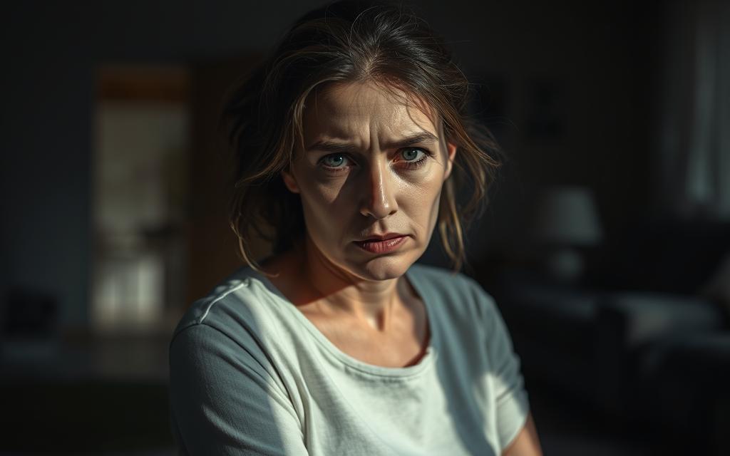 A woman sitting alone in a dimly lit room, her face etched with anguish and sorrow. Soft, melancholic lighting casts shadows on her features, accentuating the pain and vulnerability in her gaze. In the background, a blurred, indistinct scene suggests the remnants of a once-happy home, now tainted by the aftermath of infidelity. The composition evokes a sense of loneliness, isolation, and the weight of emotional trauma that lingers in the wake of a betrayal. A woman sitting alone in a dimly lit room, her face etched with anguish and sorrow. Soft, melancholic lighting casts shadows on her features, accentuating the pain and vulnerability in her gaze. In the background, a blurred, indistinct scene suggests the remnants of a once-happy home, now tainted by the aftermath of infidelity. The composition evokes a sense of loneliness, isolation, and the weight of emotional trauma that lingers in the wake of a betrayal.