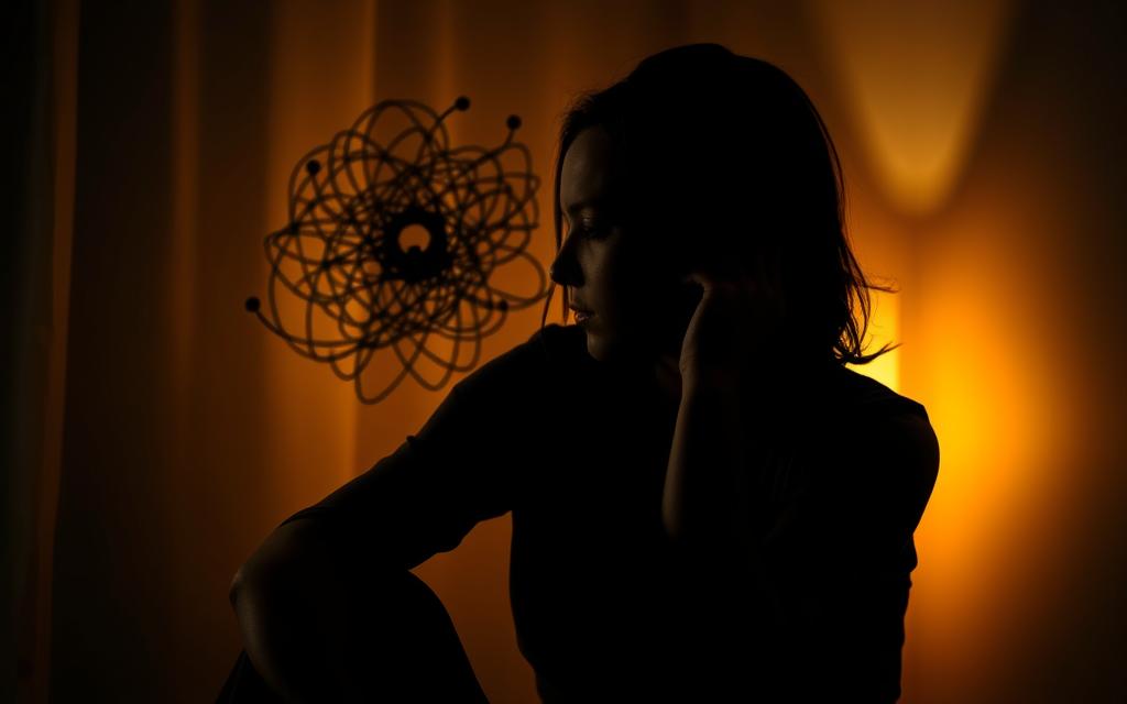 A pensive figure sits in a dimly lit room, deep in contemplation. The soft, warm lighting casts shadows across their face, hinting at the internal turmoil they grapple with. In the background, a tangled web of emotions swirls, symbolizing the complex psychology behind the act of cheating. The atmosphere is one of introspection, with a sense of unease and uncertainty permeating the scene. The image captures the inner conflict and the weight of the decision, inviting the viewer to delve into the nuances of this delicate and often misunderstood human behavior.